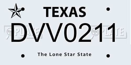 DVV0211 Texas License Plate