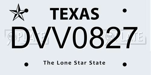 DVV0827 Texas License Plate