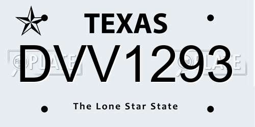 DVV1293 Texas License Plate