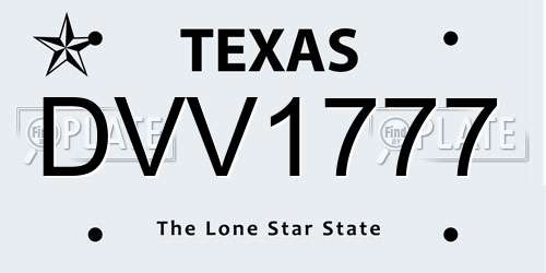 DVV1777 Texas License Plate