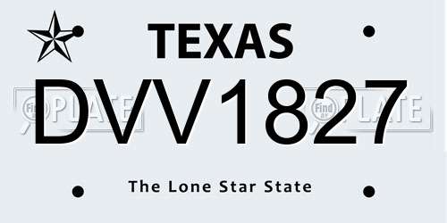 DVV1827 Texas License Plate
