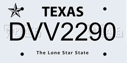 DVV2290 Texas License Plate