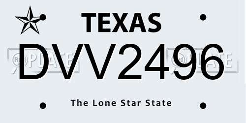 DVV2496 Texas License Plate