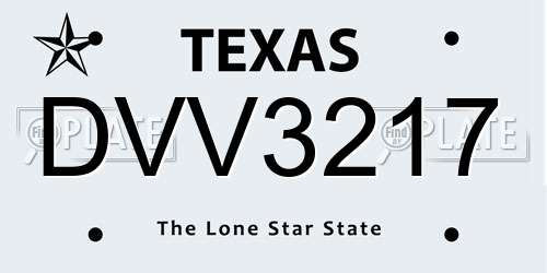 DVV3217 Texas License Plate