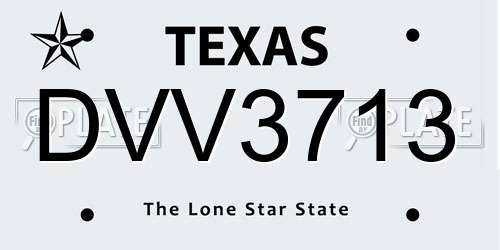 DVV3713 Texas License Plate