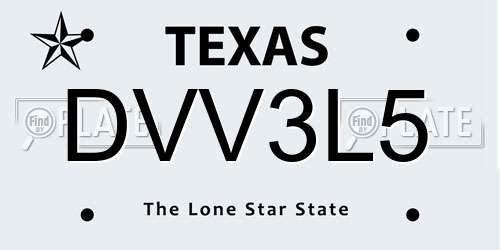 DVV3L5 Texas License Plate