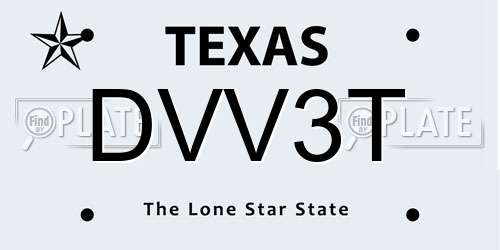 DVV3T Texas License Plate