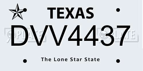 DVV4437 Texas License Plate