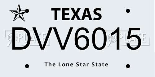 DVV6015 Texas License Plate