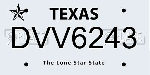 DVV6243 Texas License Plate