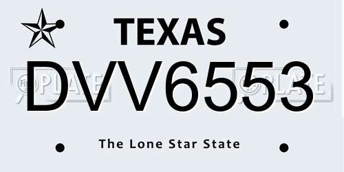 DVV6553 Texas License Plate