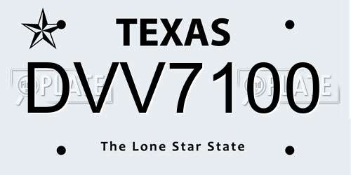 DVV7100 Texas License Plate