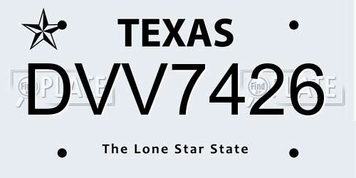 DVV7426 Texas License Plate