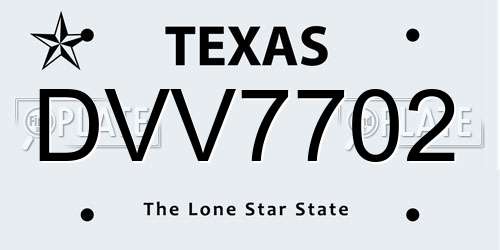 DVV7702 Texas License Plate