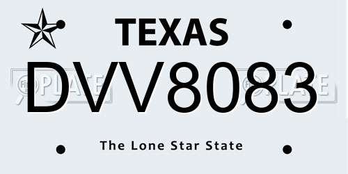 DVV8083 Texas License Plate