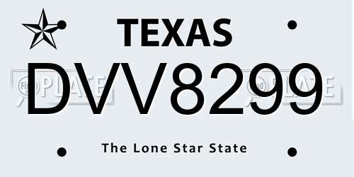 DVV8299 Texas License Plate