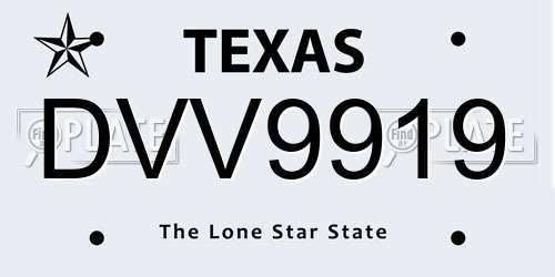 DVV9919 Texas License Plate