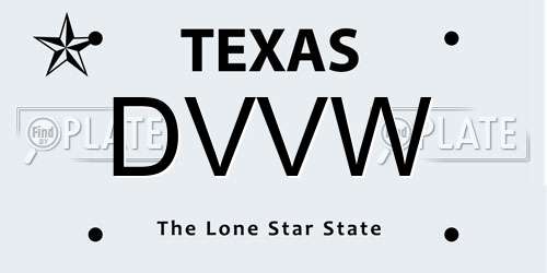 DVVW Texas License Plate