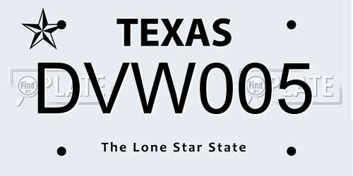 DVW005 Texas License Plate