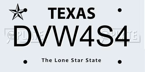 DVW4S4 Texas License Plate