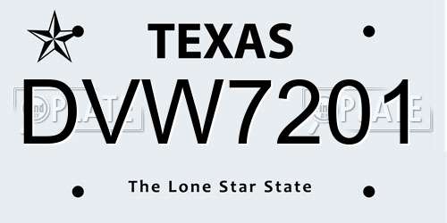 DVW7201 Texas License Plate
