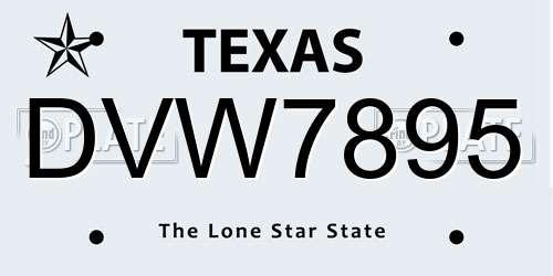 DVW7895 license plate in TX state