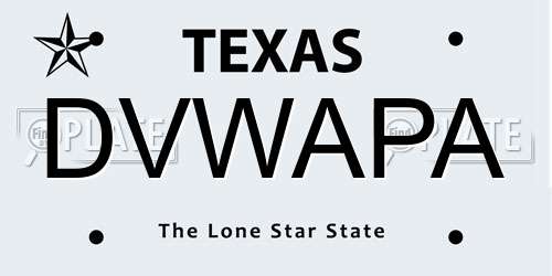 DVWAPA Texas License Plate
