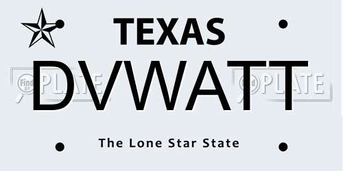 DVWATT Texas License Plate
