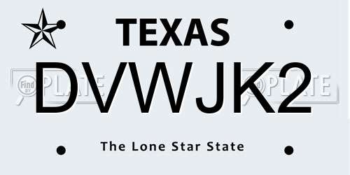 DVWJK2 Texas License Plate