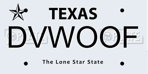 DVWOOF Texas License Plate