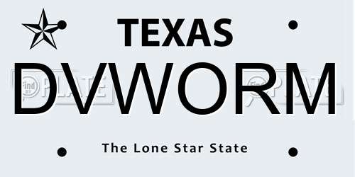 DVWORM Texas License Plate