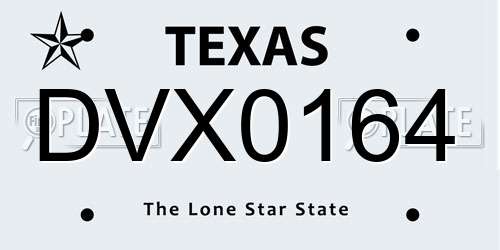 DVX0164 Texas License Plate