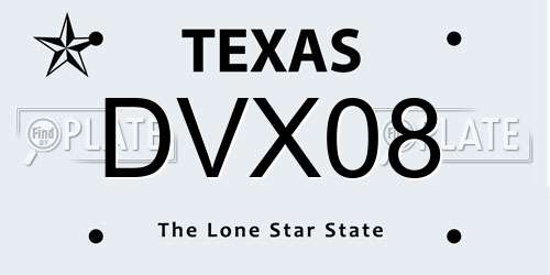 DVX08 Texas License Plate