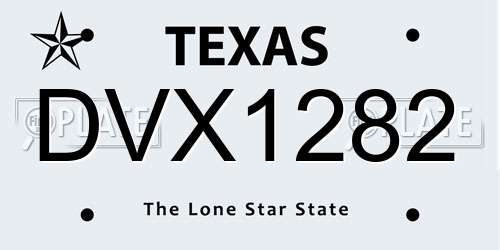 DVX1282 Texas License Plate