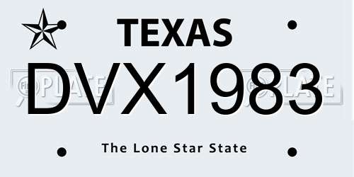 DVX1983 Texas License Plate
