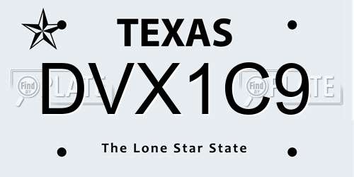 DVX1C9 Texas License Plate
