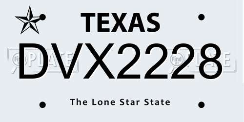 DVX2228 Texas License Plate