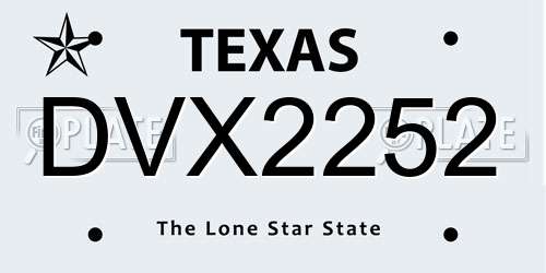 DVX2252 Texas License Plate
