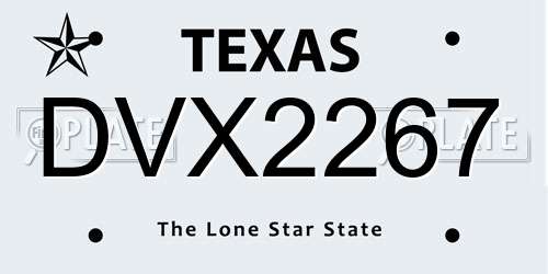 DVX2267 Texas License Plate