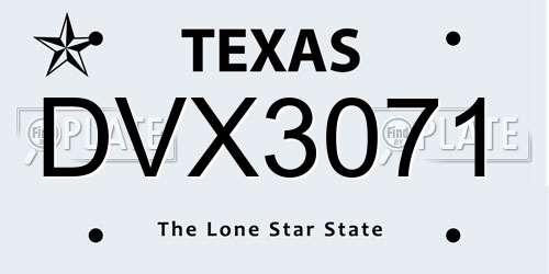 DVX3071 Texas License Plate