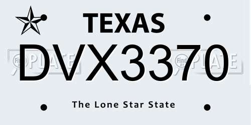 DVX3370 Texas License Plate