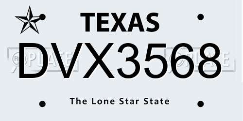 DVX3568 Texas License Plate