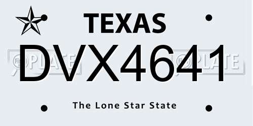 DVX4641 Texas License Plate