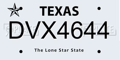 DVX4644 Texas License Plate