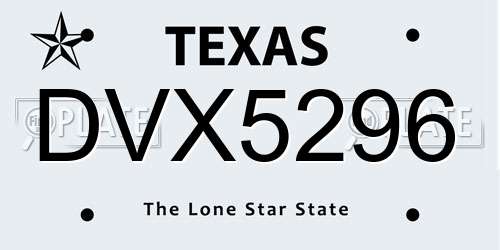 DVX5296 Texas License Plate