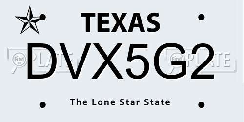 DVX5G2 Texas License Plate