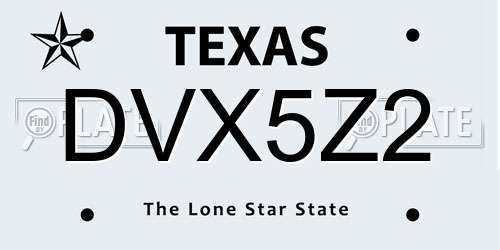 DVX5Z2 Texas License Plate