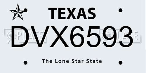 DVX6593 Texas License Plate