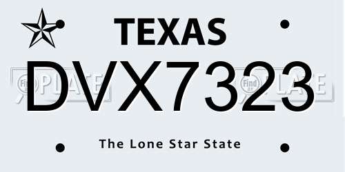 DVX7323 Texas License Plate