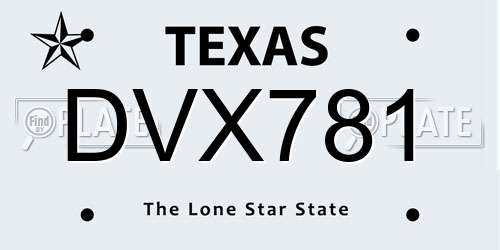 DVX781 Texas License Plate